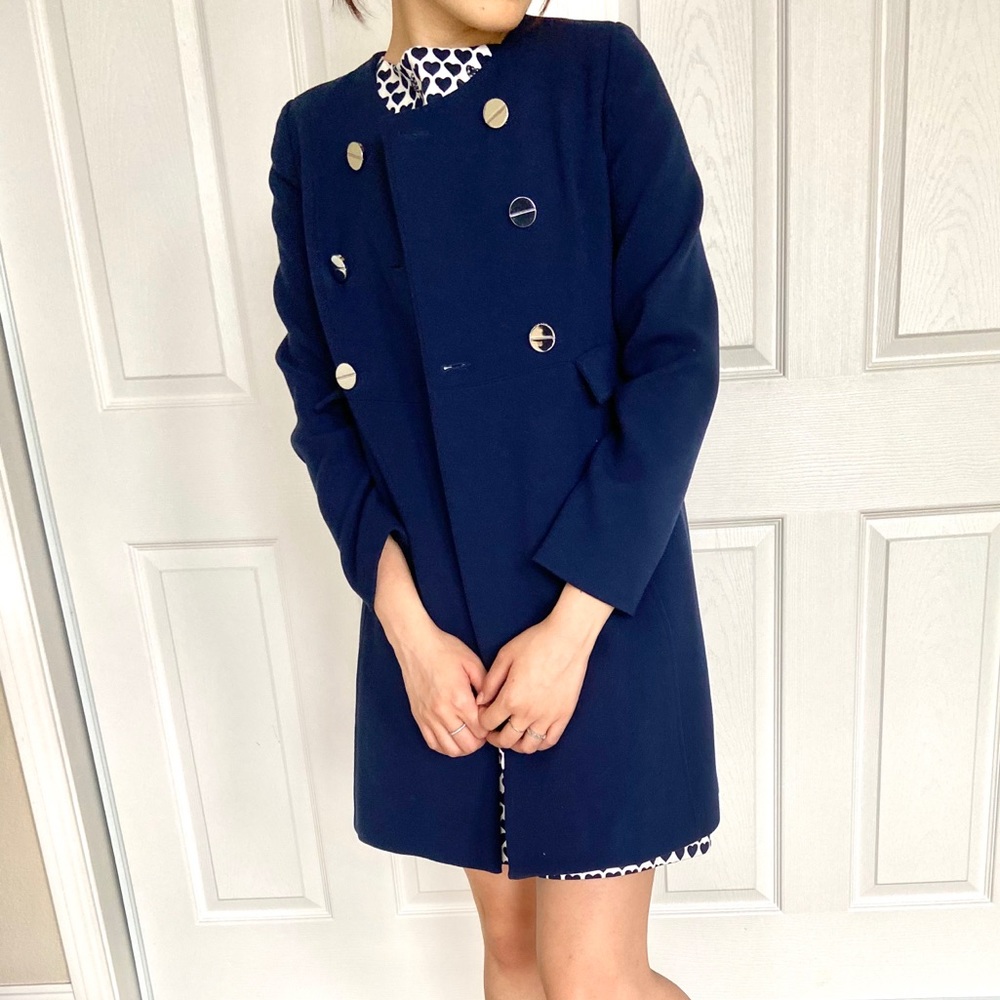 Milly Dark Navy Heavy Coat Vintage Classy Style